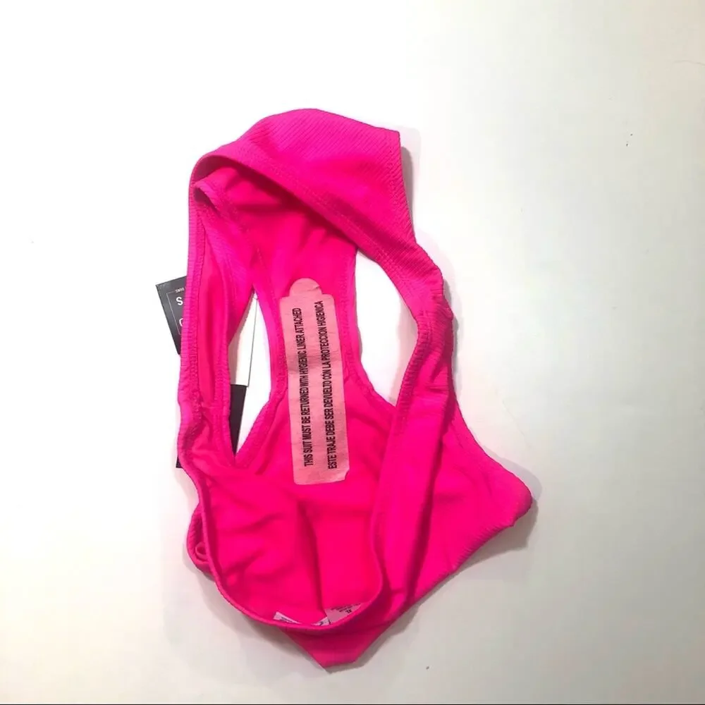 California Waves PINK Ribbed Bikini Swim Bottom